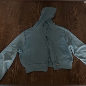 Blue Shein Crop Top Hoodie